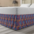 thumbnail image 1 of Floral Bed Skirt, Summer Theme Sketch of Exotic Colorful Plants in Repeated Pattern, Elastic Bedskirt Dust Ruffle Wrap Around for Bedding Decor, 4 Sizes, Dark Ceil Blue and Multicolor, by Ambesonne, 1 of 2