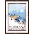 thumbnail image 5 of Art.com Montana - Big Sky Country - Downhill Skier, c.2008 Art Print by Lantern Press, Brown Frame Wall Art, 32" x 44", 5 of 5