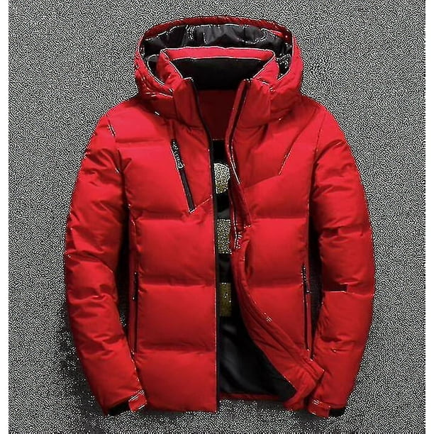 Chaqueta de invierno para hombre, abrigo rojo y negro de alta calidad, Parka con capucha, chaqueta de plumón de pato blanca a la moda, prendas de vestir gruesas y cálidas para nieve