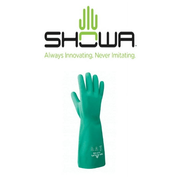 SHOWA 727 Nitrile Unlined Chemical Resistant Safety Work Glove Size 9 Large 12 Pairs in the bag