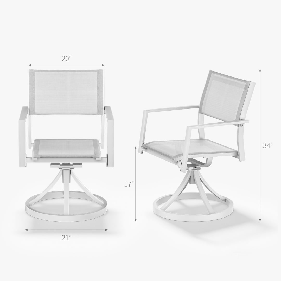 2-Piece Patio Stackable swivel Dining Chairs with Textilene, Warm Gray