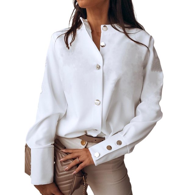 Blusas y blusa botones para mujer con cuello Zulema Camisa de señoras