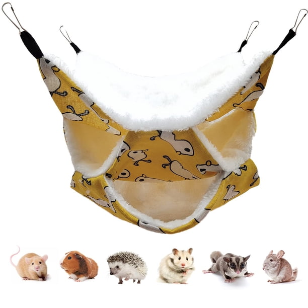 Hamacas para mascotas de ratas de 3 niveles para jaula, 13,7x13,7 pulgadas, camas para ratas, hamaca colgante, litera para animales pequeños, gatitos, ratas y loros (amarillo)