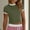 Army Green, variant on Olyvenn Womens Crop T Shirts Short Sleeves Crewneck Tops Fashion Color Block Slim Comfy Tees Fitness Basic Tee Shirts Wine L