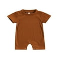 thumbnail image 2 of Newborn Baby Cotton Knitted Ribbed Jumpsuit Short Sleeve  Neck Solid Romper Casual, 2 of 6