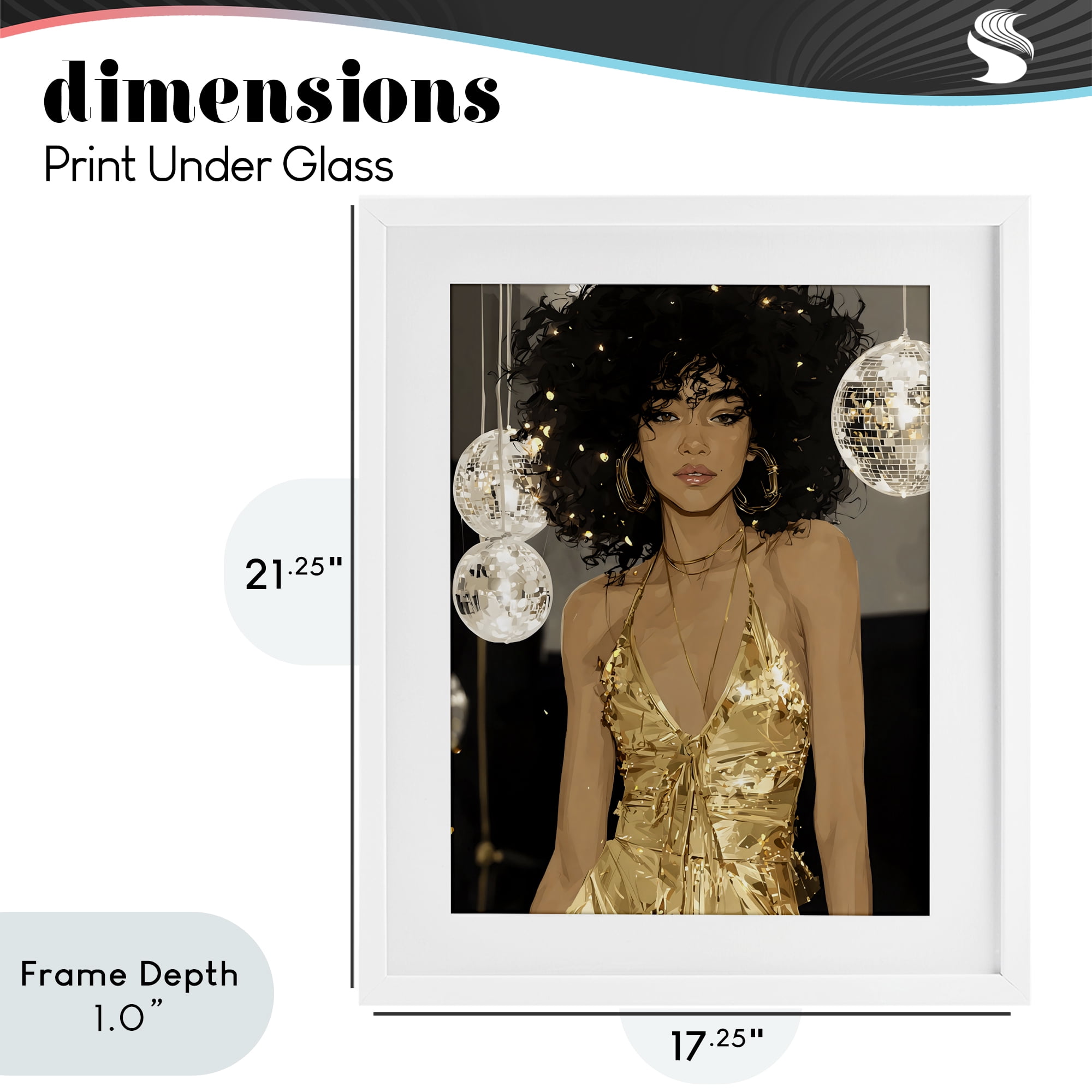 Stupell Industries Golden Disco Dream Party White Framed Print Under Glass, design by Franklyn Gregory