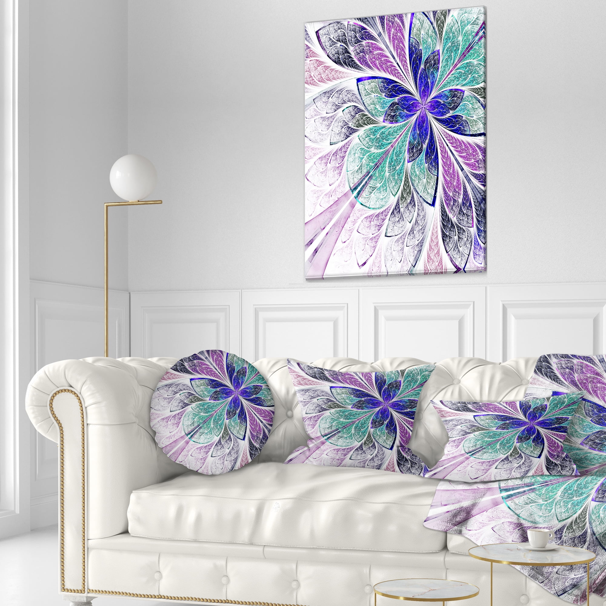 Designart 12" x 20" Contemporary, Modern Blue Polyester Throw Pillow