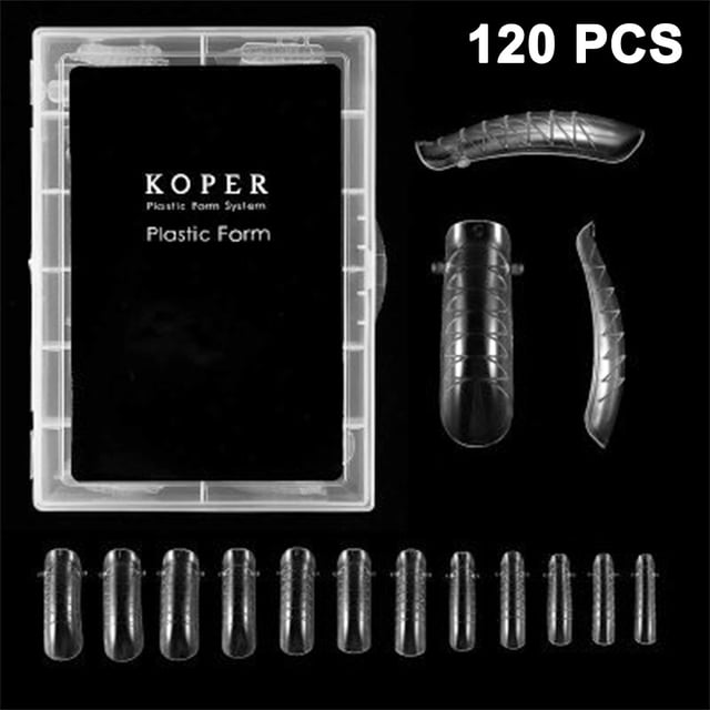 120 piezas/estuche de gel para extensiones de uñas, moldes de gel para extensiones de uñas, cobertura total transparente, puntas de uñas postizas, formas duales, formas de uñas acrílicas