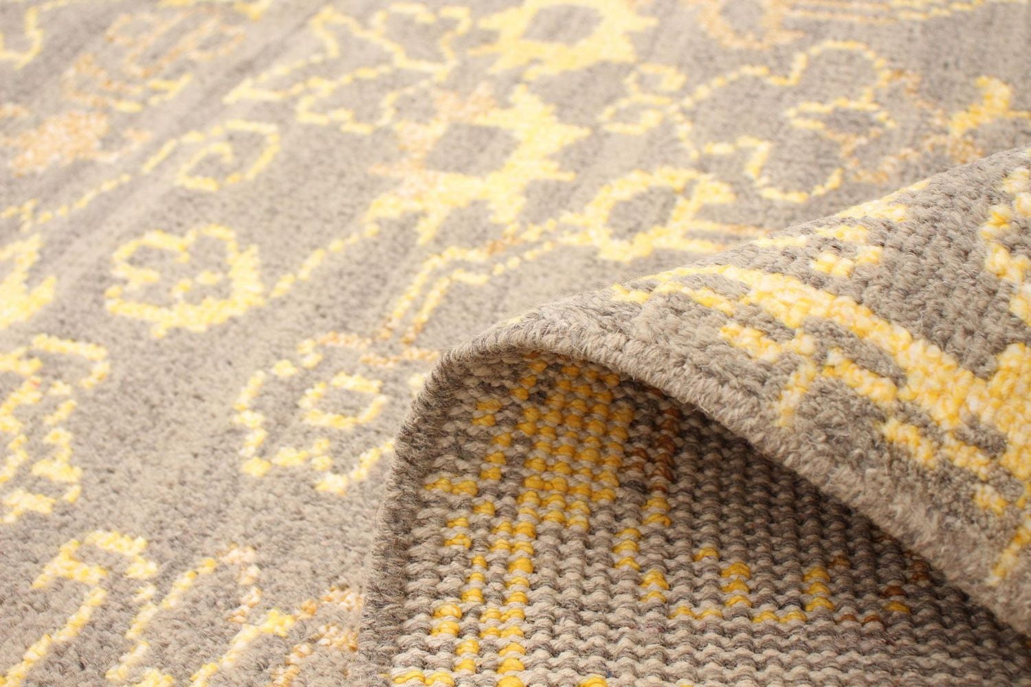 ECARPETGALLERY 5'5" x 8'6" Bordered La Seda Hand-knotted Area Rug for Living Room, Dining Room and Bedroom in Grey