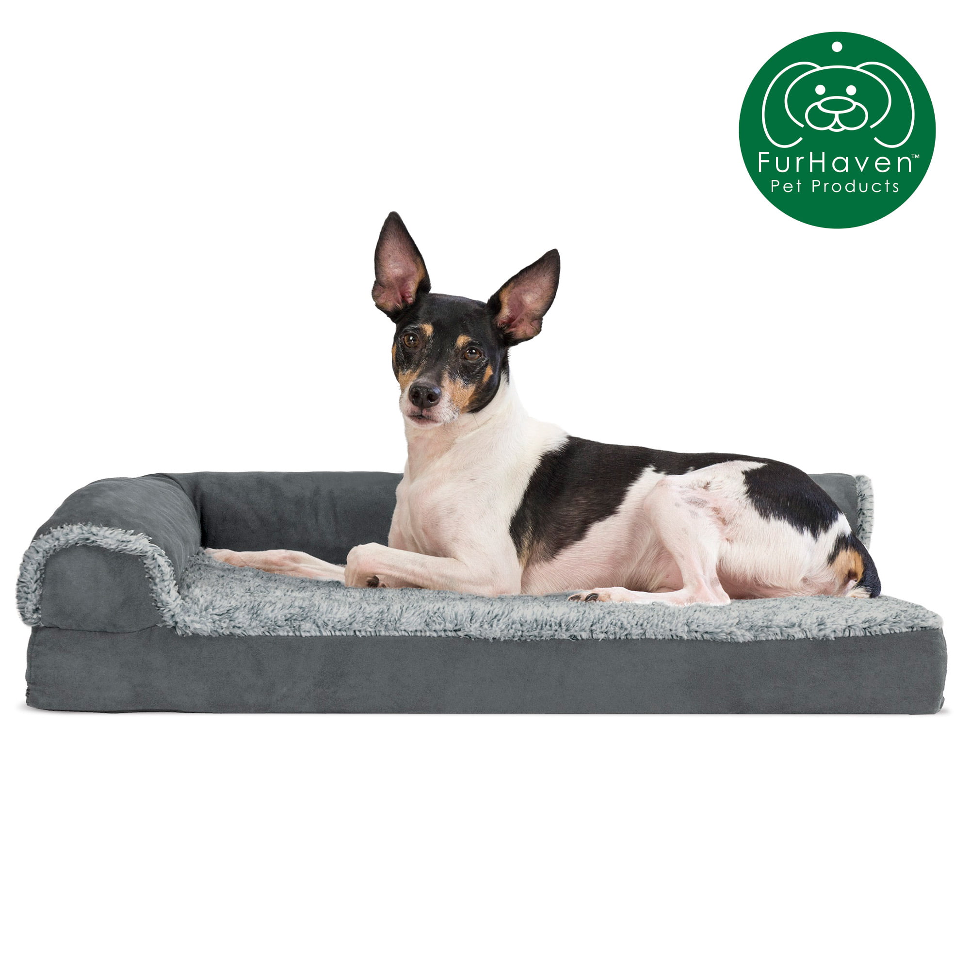 Available in Multiple Colors & Styles Deluxe Pillow Cushion Chaise Lounge Sofa-Style Living Room Couch Pet Bed w/ Removable Cover for Dogs & Cats Furhaven Pet Dog Bed