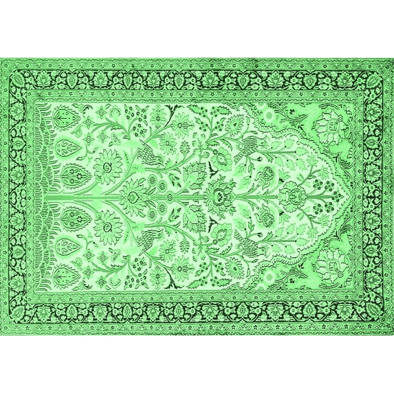 Ahgly Company Indoor Rectangle Persian Emerald Green Traditional Area Rugs, 5' x 8'