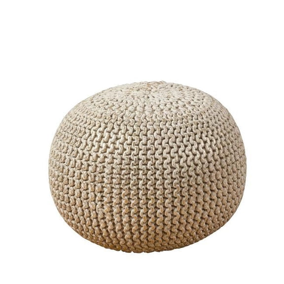 SARO PU134.GL Cotton Twisted Foil Print Rope Pouf  Gold