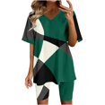 thumbnail image 2 of Ensembles Courts Femmes 2 Pcs Tenues Vacances Mode Femmes Blouse Col en V Manches Courtes Hauts Shorts Costume Décontracté Ensembles 2 Pcs en Liquidation, 2 of 4