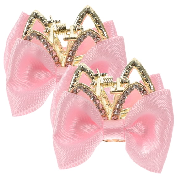 BESTYASH 2pcs Hair Clips Small Claw in Pink Alloy for Evenings and Dating