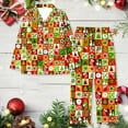 thumbnail image 2 of Arlun Womens Christmas Pajamas Sets Soft Comfy Lapel Full Print Long Sleeve Button down Tops Sleepwear Wide Leg Long Pants Fashion X-Mas Graphic 2 Piece Pjs Outfits Orange XXL, 2 of 3
