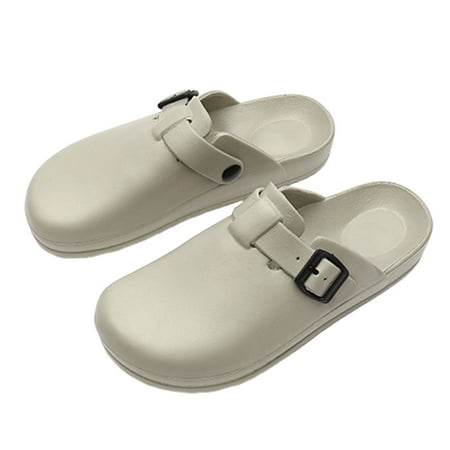 

huanledash Couple Indoor Slip-on Soft Soled Closed Toe Anti-slip Plat Sandals Slippers