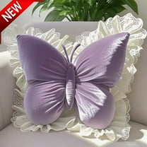 Bxaolu Butterfly Pillow Decorative Butterfly Shaped Throw Pillows 17.7" x 15.7" Cute Plush Cushion Velvet Decor for Bedroom Living Room Sofa Couch, Purple