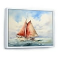 thumbnail image 2 of Designart "Coastal Serenity Watercolor Sailboat on Horizon II" Transportation Framed Wall Art - Modern White Boat Sailing Entryway Framed Wall Art, 2 of 6