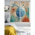 thumbnail image 4 of Marine Life Sheer Curtains 63 Inch Long 2 Panels, Sea Turtle Starfish Shell Coral Seaweed Blue Ocean Retro Light Filtering Rod Pocket Curtains, Sheer Voile Drapes for Living Room Bedroom, 52"x63", 4 of 8