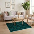 thumbnail image 3 of ODIKA 4'x6' Teal Green Geometric Diamond Medallion Washable Area Rug Abstract Curved Motifs with Scattered Dots for Bedroom, Reading Nook, Pet Friendly & Non-Shedding, 3 of 7