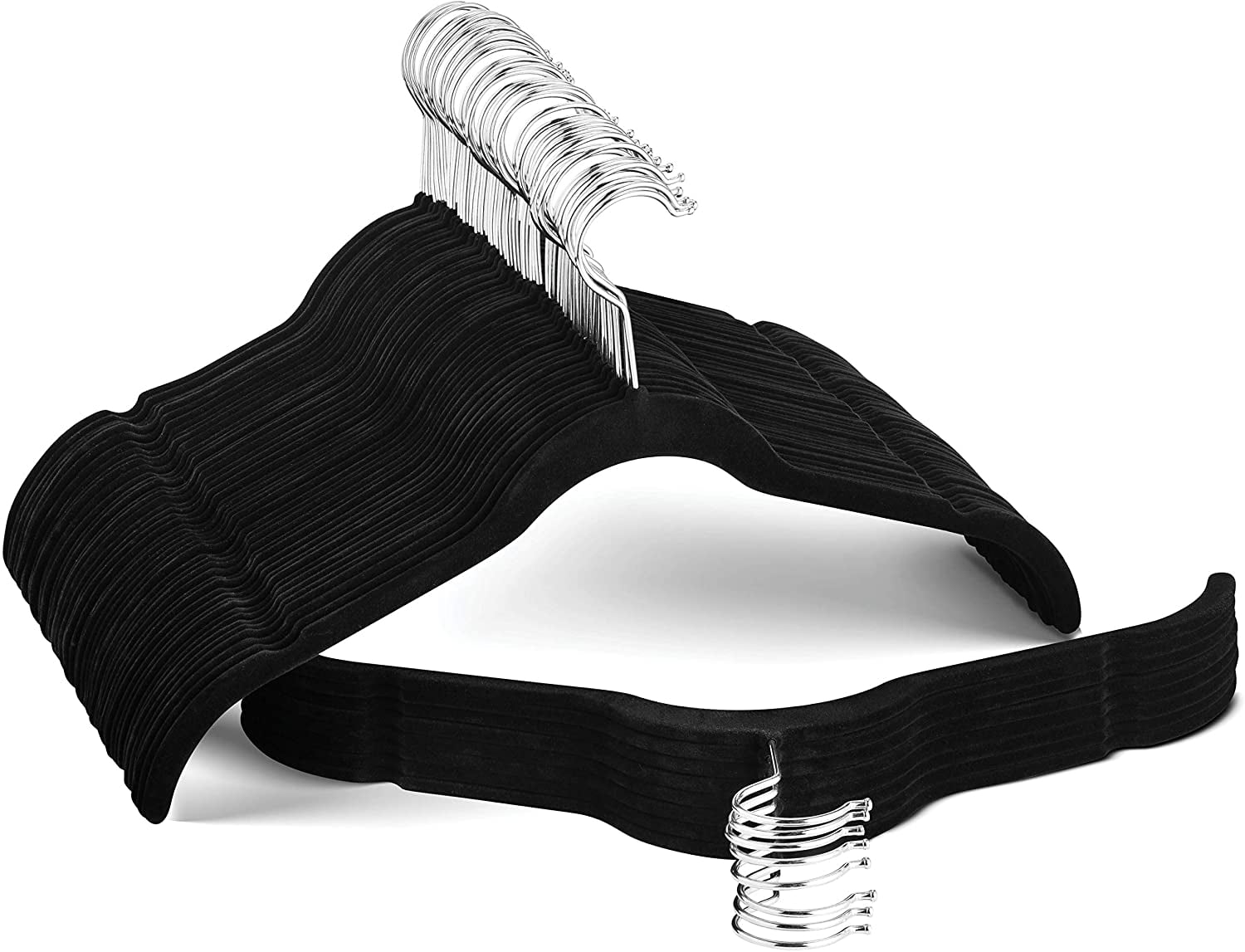 Non Slip Pants Hanger Thin Space Saving Suit Hanger ZOBER S-Shape Plastic Hangers 30 Pack Easy U-Slide Hangers for Tight Collars with Scarf/Tie Rack 360° Hook Strap Hooks for Camisoles 