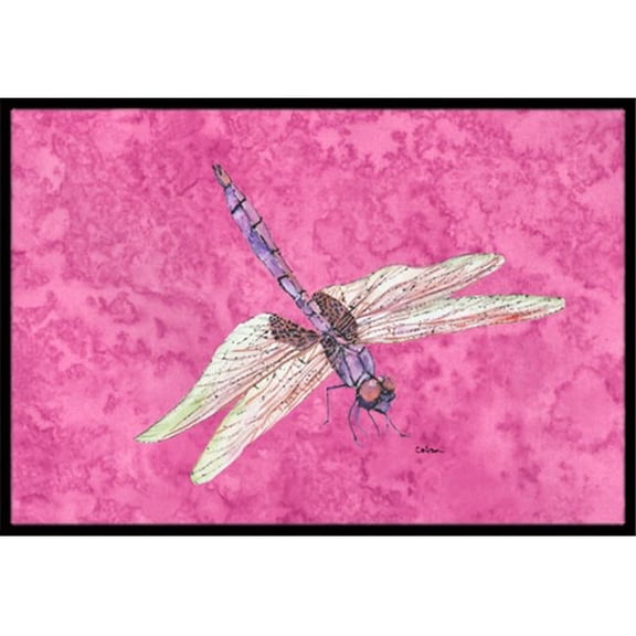 Carolines Treasures  24 x 36 In. Dragonfly on Pink Indoor or Outdoor Mat