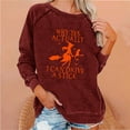 thumbnail image 2 of IROINNID Sales Sweatshirt for Women Casual Long Sleeve Witch Print Crewneck Tops Loose Fit Sweatshirt Pullover,Burgundy, 2 of 4