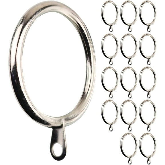 MERIVILLE 14 pcs Satin Nickel 2-Inch Inner Diameter Metal Curtain Rings with Eyelets