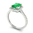 thumbnail image 2 of 1.86 ctw with Simulated Diamond Halo Accents Anniversary Ring for Women | Emerald Cut Simulated Emerald | Hyperallergenic Solid 18K White Gold, 2 of 5