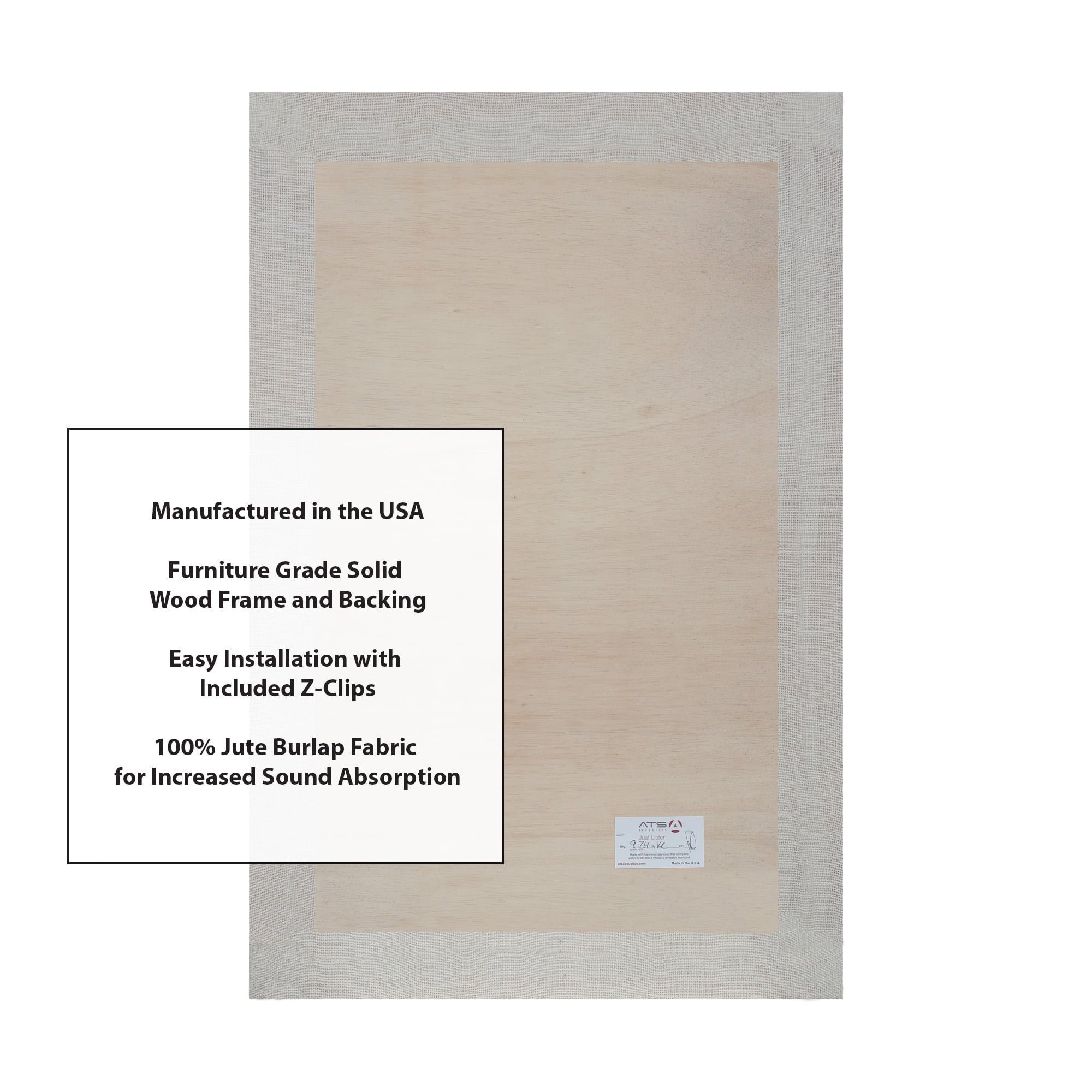 ATS Acoustics Sound Absorbing Acoustic Panel 24" x 36" x 2" Beveled Edge (Ivory)