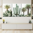 thumbnail image 2 of Cactus Canvas Wall Art, Tropical Palm Tree Cactus Painting Wall Art, Southwestern Desert Landscape Pictures, Large Natural Plant Wall Decor for Living Room, Bathroom, Bedroom (24" x 36" x 3 pcs), 2 of 7