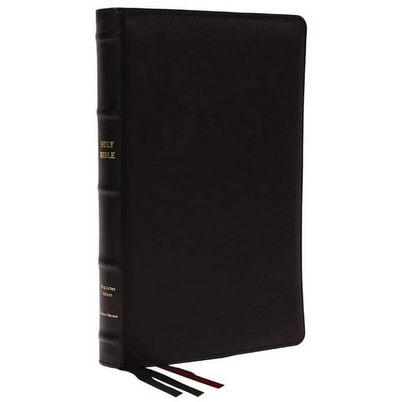 KJV Holy Bible: Large Print Thinline, Black Goatskin Leather, Premier Collection, Red Letter, Comfort Print (Thumb Index, (Hardcover)