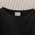 thumbnail image 4 of XAOFW Girls Outfits Long Sleeve O-Neck Ribbed Solid Color Pullover Top Plaid Print Shorts Two Piece Toddler Playwear Soft Cozy Leisure Casual Daily Wear Clothes Sets, 4 of 8