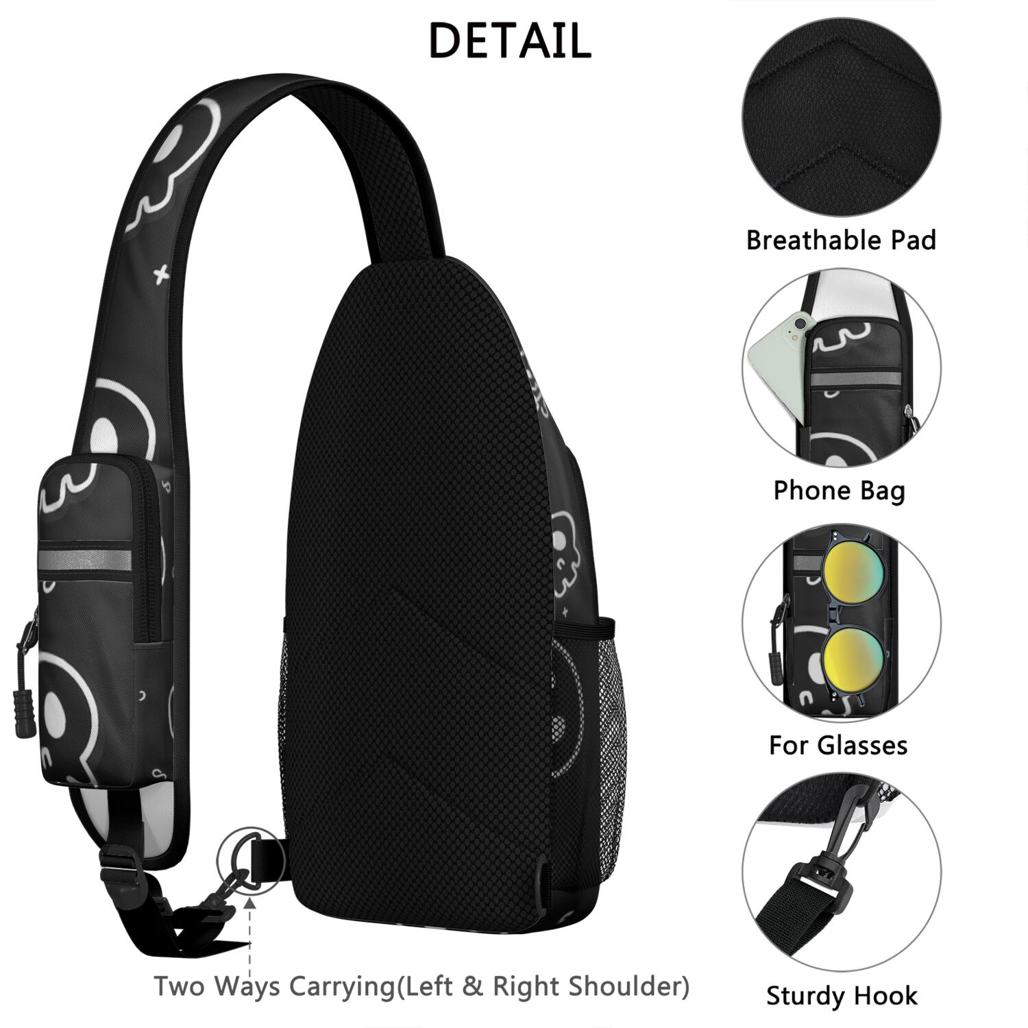 Gothic Butterfly Moon Sling Bag for Women Men Crossbody Bag Backpack Purse for Outdoor Activities Gym Hiking Sling Pack Trendy Sling Backpack