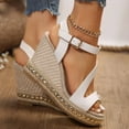thumbnail image 5 of hopeusnice Women's Wedge Sandals Ankle Strap Buckle Summer Shoes Open Toe Breathable Comfortable Wedge Heel Beach Sandals White 38, 5 of 7
