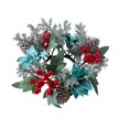 thumbnail image 3 of Kuntesetty Christmas Candle Ring Wreath Candle Holder Wreath for Farmhouse Home Holiday Green Flower, 3 of 9