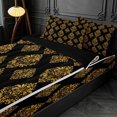 thumbnail image 3 of meiyoeat vintage Damask Floral Zipper Twin Comforter Sets with Fitted Sheet and 2 Pillowcases,Baroque Flowers Pattern Zipper Bedding Set,Black Reversible,4 Pieces, 3 of 7