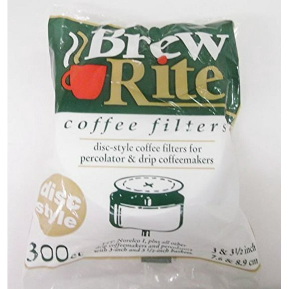 Brew Rite Filtres à Café Style Disque 3 Pouces 3 1/2 Pouces 300 Unités pour Percolateur et Cafetières à Filtre