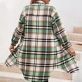 thumbnail image 4 of ASFGIMUJ Womens Fashion Plaid Print Jacket Winter Long Sleeves Lapel Long Jacket With Pockets Trench Coat Hoodless Plaid Jacket Tops, 4 of 5