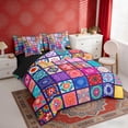 thumbnail image 3 of Erosebridal Colorful Mandala Twin Bedding Sets for Girls, Bohemian Blossoms Bedding Comforter Set, Black Reversible 7 Pieces, 3 of 6