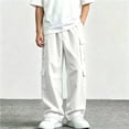 thumbnail image 3 of Boys Baggy Cargo Pants with Multiple Pockets Drawstring Elastic Waist Utility Outdoor Hiking Pants for School Daily Wear (Ages 5-15 Years), 3 of 8