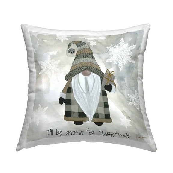 Stupell Industries Gnome For Christmas Cozy Snowflake Pattern Design by Livi   Fin Throw Pillow