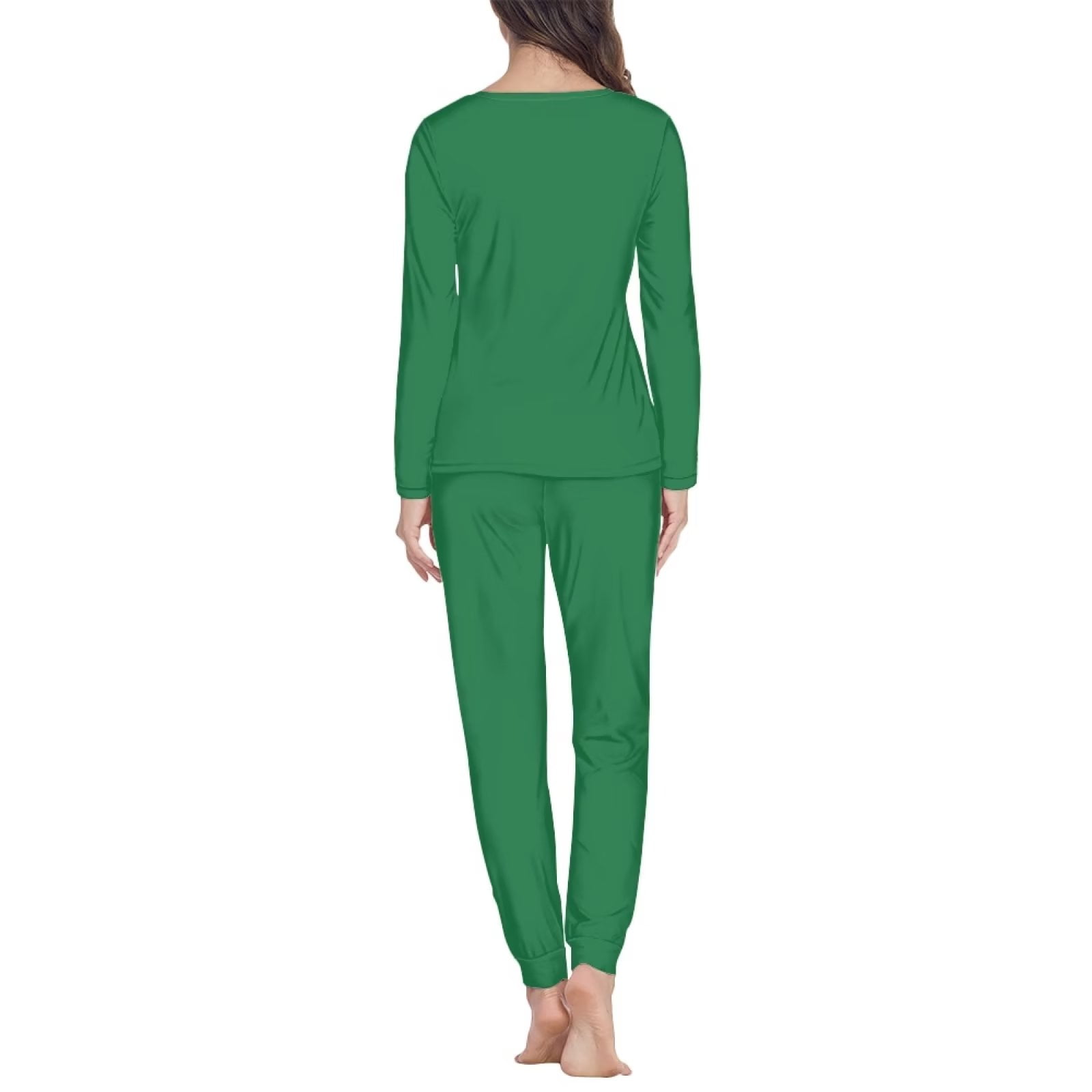 Renewold Christmas Matching Family Pajamas Sets Breathable Green Lounge Set with Elf Graphic 2 Pieces Thermal Winter Sports Outfits Women Sleep Nightwear Size 4XL