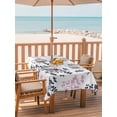 thumbnail image 2 of Outdoor Tablecloth with Umbrella Hole for Patio/Picnic/Party/Camping, Grey Pink Botanical Waterproof Table Cloth Rectangle Table Cover Washable, Watercolor Spring Floral Summer Leaf (60"x 84"), 2 of 8