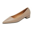 thumbnail image 2 of Miluxas Womens Dress Pointed Toe Matte Leather Slip On Party Chunky Low Heel Pumps Shoes Khaki 6.5(38), 2 of 9