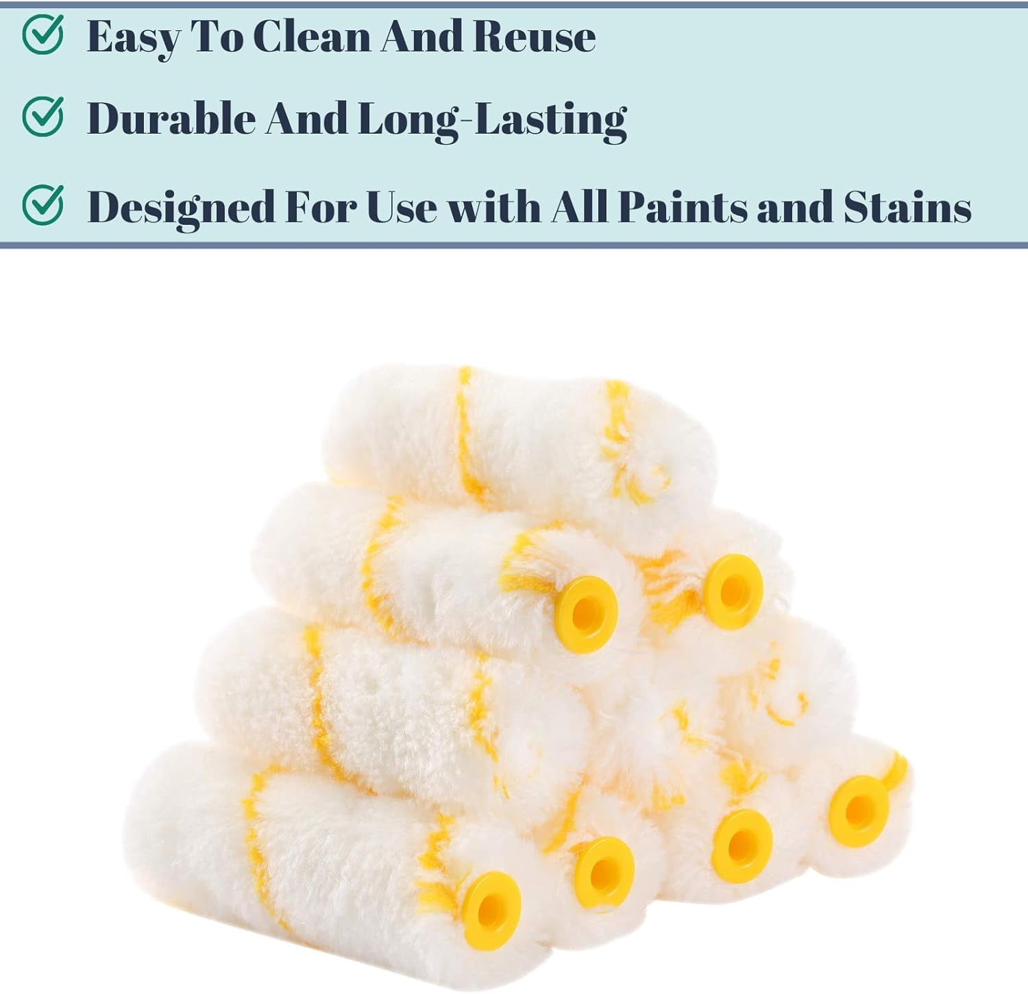 Bates- Paint Rollers, 4 inch Paint Roller with 10 Covers