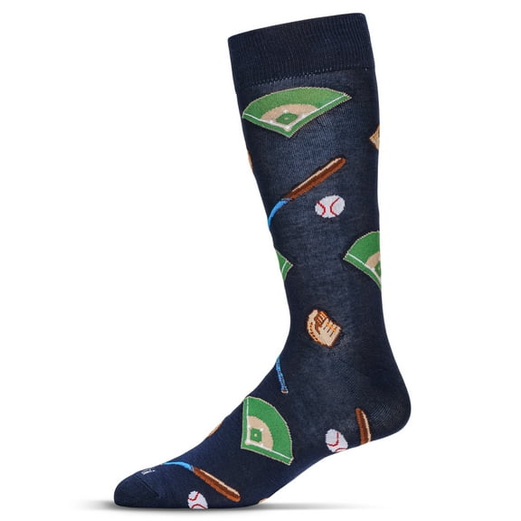 MeMoi Men's Baseball Bamboo Crew Socks - Mens - Male, 10-13, Navy