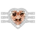 thumbnail image 2 of Dazzlingrock Collection 9mm Heart Shaped Center Morganite with Round White Diamond Halo Style Engagement Ring Set for Women (0.63 ctw, Color I-J, Color I2-I3) in 925 Sterling Silver, Size 8, 2 of 4
