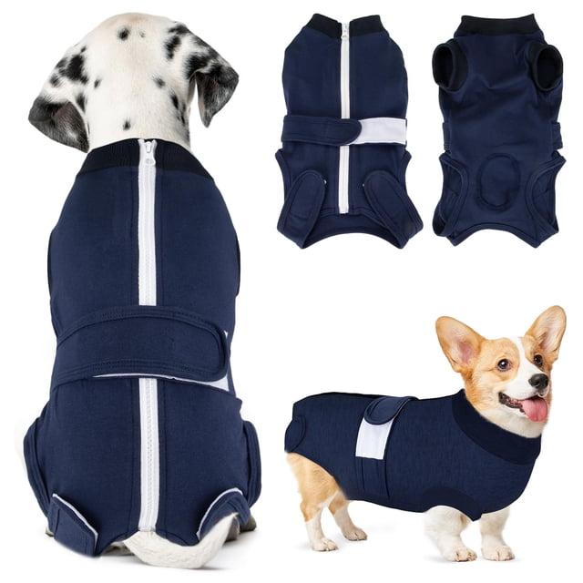 Traje de recuperación Lukovee para perros, heridas abdominales, esterilizador, talla XL, color azul oscuro