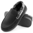 thumbnail image 2 of Men's Suede Memory Foam Slippers Cozy Breathable Non-Slip Moccasin Shoes Rubber Sole Indoor Outdoor, Black XL, 2 of 6
